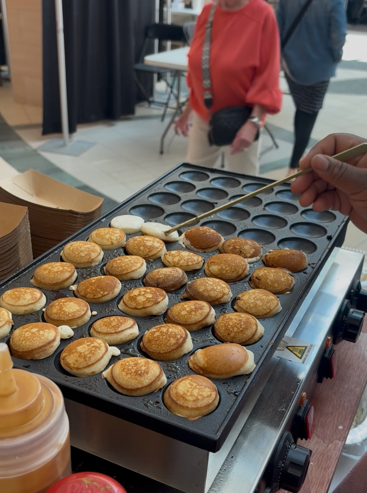 Cuisson de mini pancakes sur place
